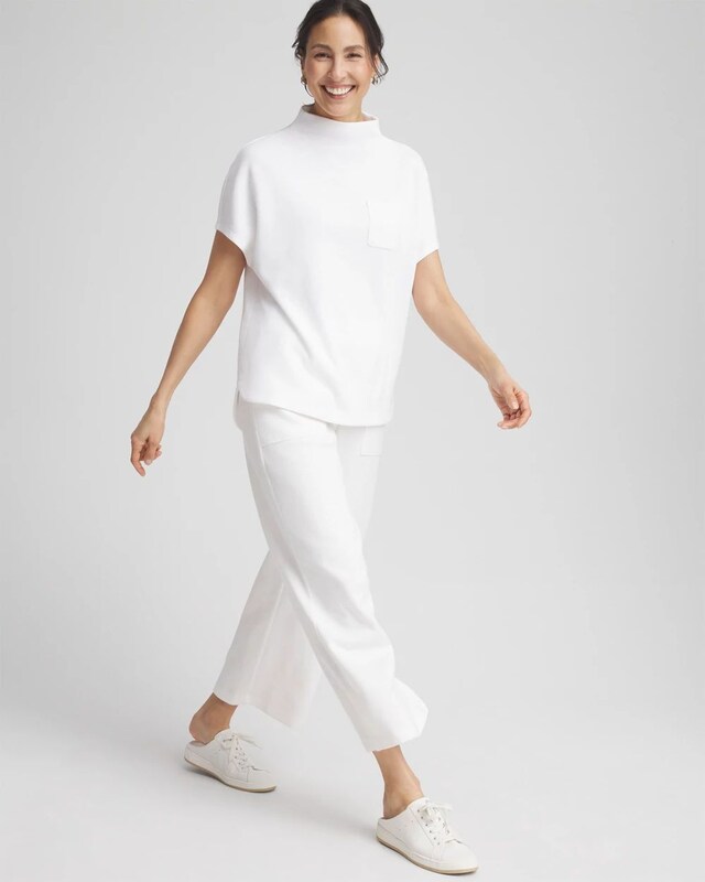 Zenergy Beach Slub Funnel Neck Pullover Top - image 2